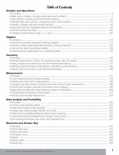 Basic Math Skills, Grade 4 Teacher Resource