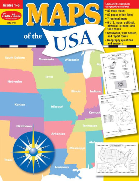 Maps of the USA, Grade 1 - 6 Teacher Resource