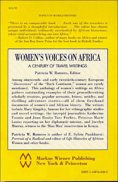 Women's Voices on Africa: A Century of Travel Writings