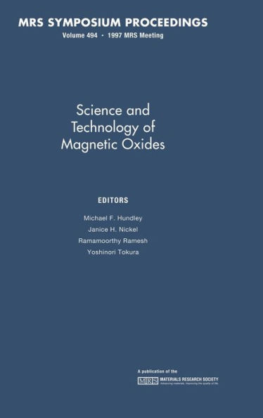 Science and Technology of Magnetic Oxides: Volume 494