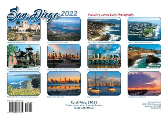 2022 Explore San Diego Wall Calendar by Impact Printing, Calendar ...