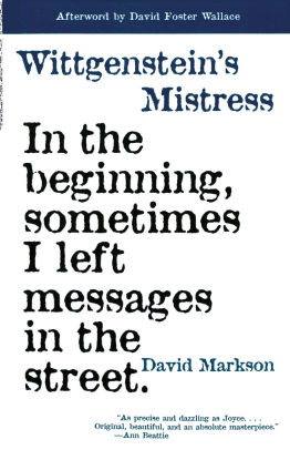 Wittgenstein S Mistress By David Markson Paperback Barnes Noble