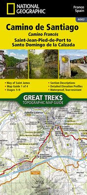 Camino de Santiago 1 of 4 Map [Saint-Jean-Pied-De-Port to Santo Domingo de la Calzada]