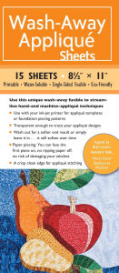 Title: Wash-Away Applique Sheets: Printable; Water Soluble; Single Sided; Fusible; Eco-Friendly