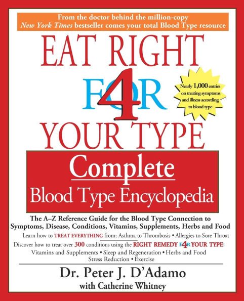 Eat Right 4 Your Type Complete Blood Type Encyclopedia: The A-Z Reference Guide for the Blood Type Connection to Sympoms, Disease, Conditions, Vitamins, Supplements, Herbs and Food