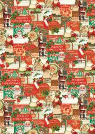 Title: Vintage Christmas Santa & Jingle Bells Flat Wrap