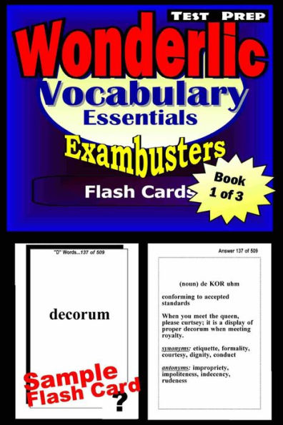 Wonderlic Test Prep Essential Vocabulary--Exambusters Flash Cards--Workbook 1 of 3: Wonderlic Exam Study Guide