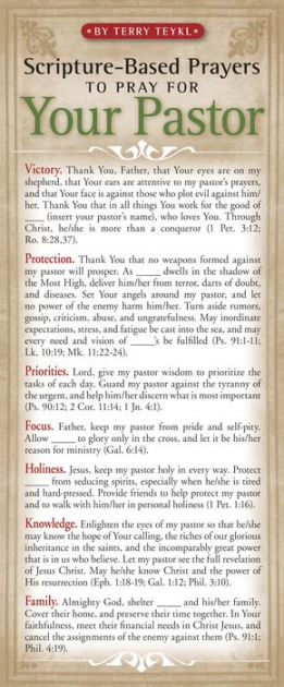 Scripture-Based Prayers to Pray for Your Pastor 50-pack by Terry Teykl ...