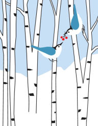 Title: Blue Birds in Birch Trees - hand silkscreened boxed cards