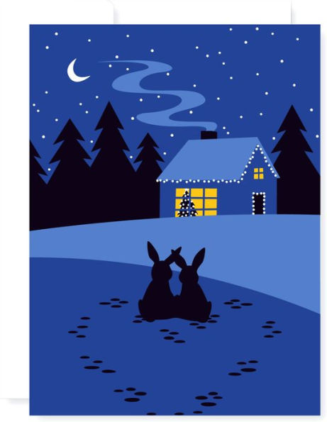 Cozy Home Bunnies - hand silkscreened boxed cards