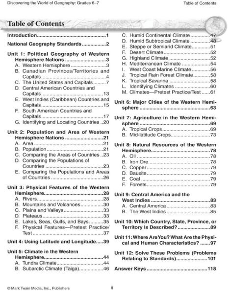 Discovering the World of Geography, Grades 6 - 7: Includes Selected National Geography Standards