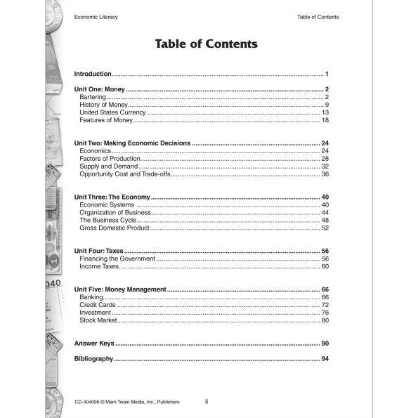 Economic Literacy, Grades 6 - 12: A Simplified Method for Teaching Economic Concepts