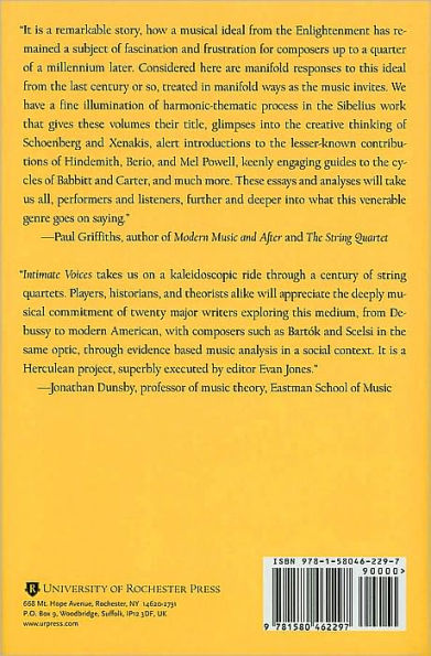 Intimate Voices: The Twentieth-Century String Quartet, Volume 1 - Debussy to Villa-Lobos (Eastman Studies in Music Series)