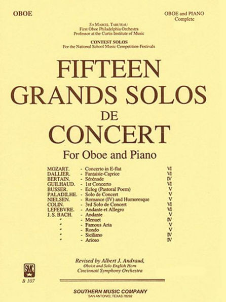 15 Grands Solos de Concert: Oboe Solo/Piano Set
