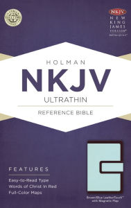 Title: NKJV Ultrathin Reference Bible, Brown/Blue LeatherTouch with Magnetic Flap, Author: Holman Bible Staff