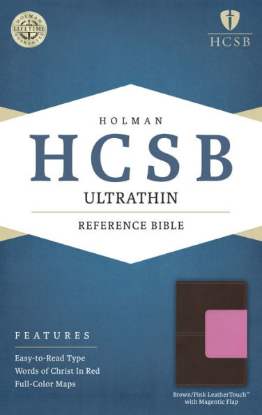 HCSB Ultrathin Reference Bible, Brown/Pink LeatherTouch with Magnetic Flap