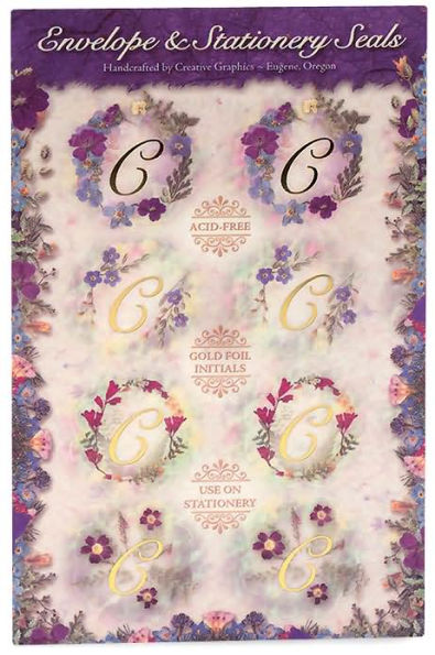 Initial C Floral Foil Envelope Seals Set of 8