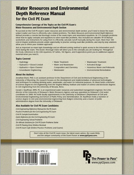 PPI Water Resources and Environmental Depth Reference Manual for the Civil PE Exam - A complete Reference Manual for the NCEES PE Civil Exam / Edition 1