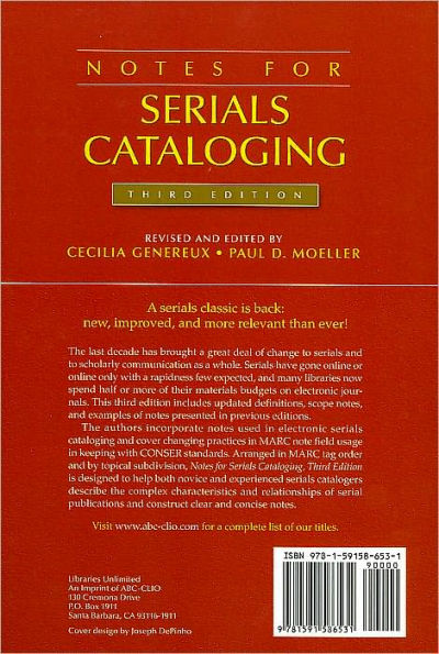 Notes for Serials Cataloging / Edition 3