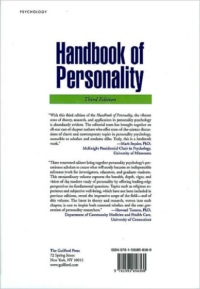 Handbook of Personality, Third Edition: Theory and Research / Edition 3