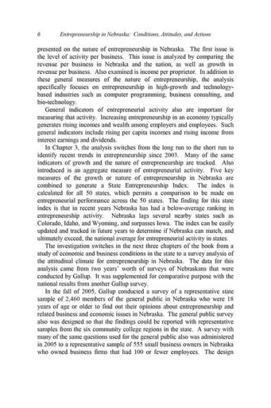 Entrepreneurship in Nebraska: Conditions, Attitudes, and Actions