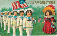 Title: Children W/ USA Flag - Greeting Card, Author: Laughing Elephant Publishing