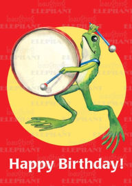 Title: Frog Playing Big Drum - Birthday Greeting Card, Author: Stewart Orr