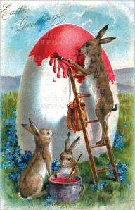 Title: Rabbit on Ladder - Easter Greeting Card, Author: Laughing Elephant Publishing