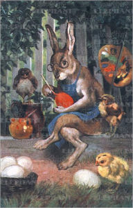 Title: Rabbit Painting Eggs - Easter Greeting Card, Author: Laughing Elephant Publishing