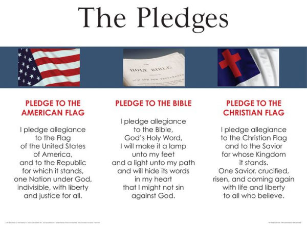 3-in-1: Pledges of Allegiance, Christian Flag, Bible Wall Chart