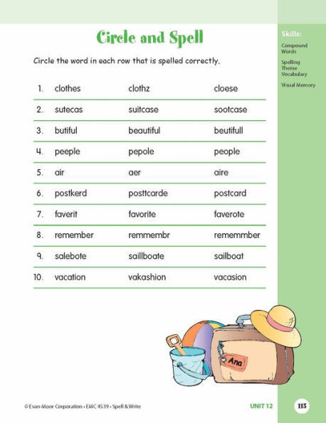 Skill Sharpeners: Spell & Write, Grade 3 Workbook