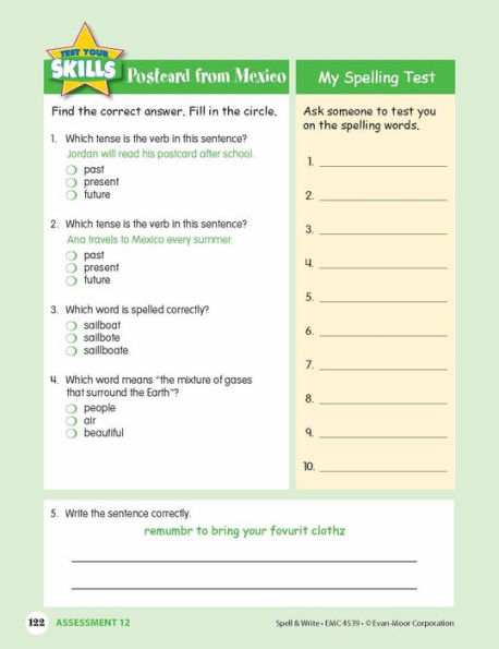 Skill Sharpeners: Spell & Write, Grade 3 Workbook