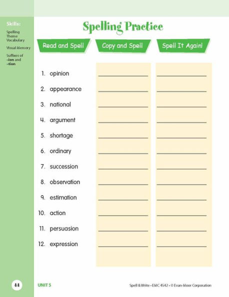 Skill Sharpeners Spell & Write, Grade 6