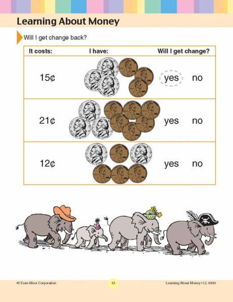 Learning Line: Learning About Money, Grade 1 Workbook