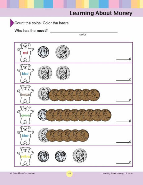 Learning Line: Learning About Money, Grade 1 Workbook