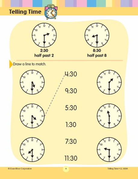 Learning Line: Telling Time, Grade 1 - 2 Workbook