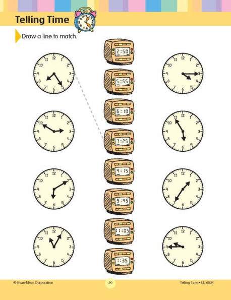 Learning Line: Telling Time, Grade 1 - 2 Workbook