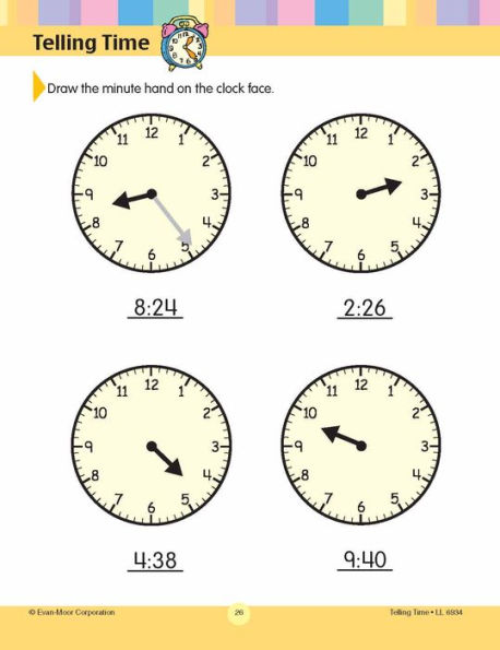 Learning Line: Telling Time, Grade 1 - 2 Workbook