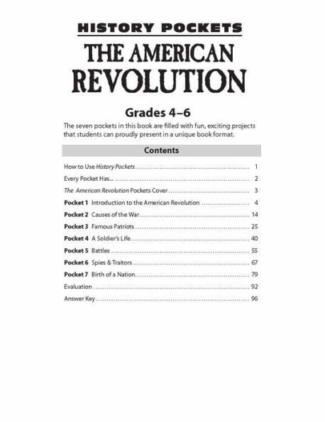 History Pockets: The American Revolution, Grade 4 - 6 Teacher Resource