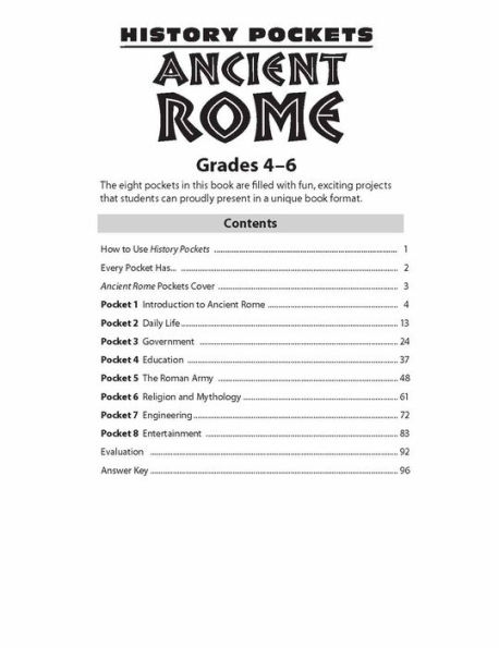 History Pockets: Ancient Rome, Grade 4 - 6 Teacher Resource