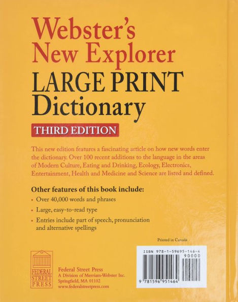 Webster's New Explorer Large Print Dictionary, Third Edition