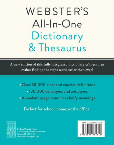 Webster's All-in-One Dictionary and Thesaurus, Third Edition