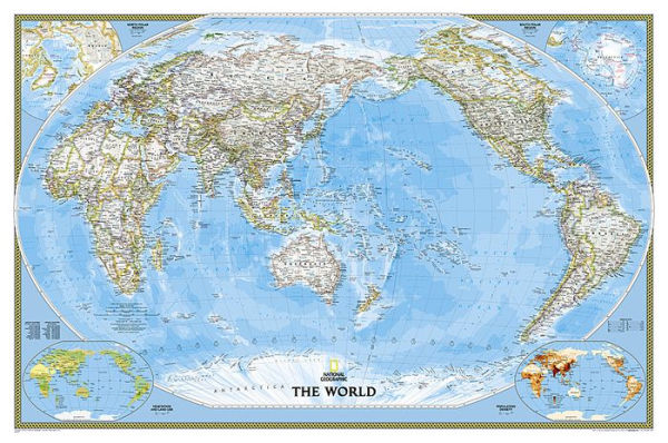 National Geographic: World Classic, Pacific Centered Wall Map - Laminated (46 x 30.5 inches)