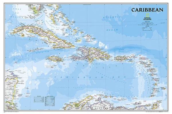 National Geographic: Caribbean Classic Wall Map - Laminated (Poster Size: 36 x 24 inches)