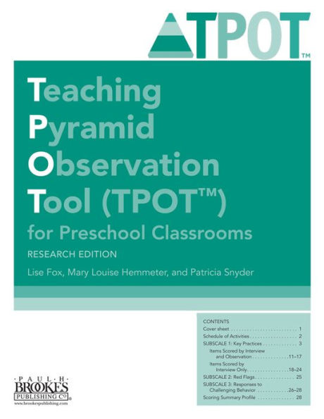 Teaching Pyramid Observation Tool (TPOT™) for Preschool Classrooms, Research Edition / Edition 1