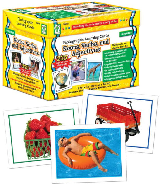 Nouns, Verbs and Adjectives Learning Cards: Photographic Learning Cards