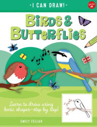 Title: Birds & Butterflies: Learn to draw using basic shapes--step by step!, Author: Emily Fellah