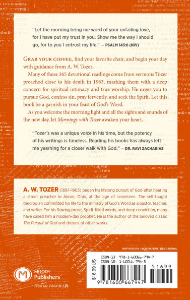 Mornings with Tozer: Daily Devotional Readings