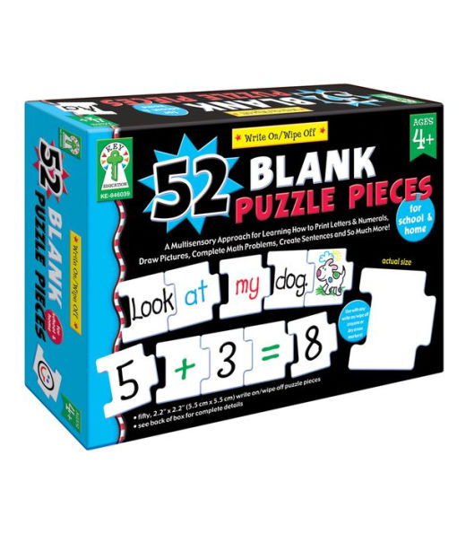 Write-on/Wipe-off: 52 Blank Puzzle Pieces