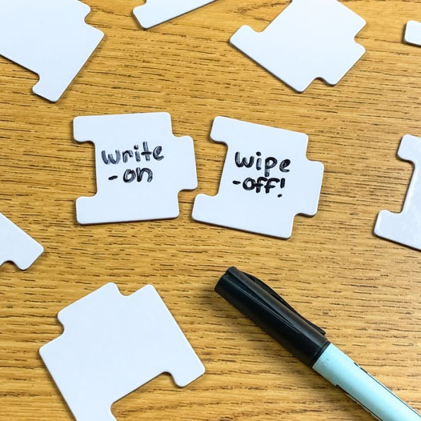 Write-On/Wipe-Off: 52 Blank Puzzle Pieces